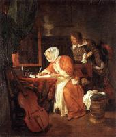 Metsu, Gabriel - The Letter-Writer Surprised